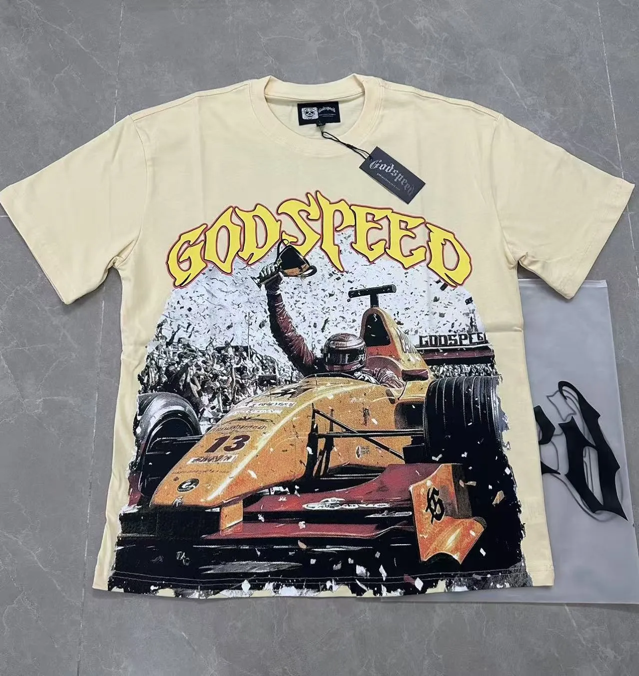5113#apricot I P8456 Godspeed cross-border American rock and roll street washed retro style short-sleeved T (craft printing) fabric (fabric) 32 counts combed double yarn 240 grams weight code number (size): S-M-L-XL color (colour): apricot