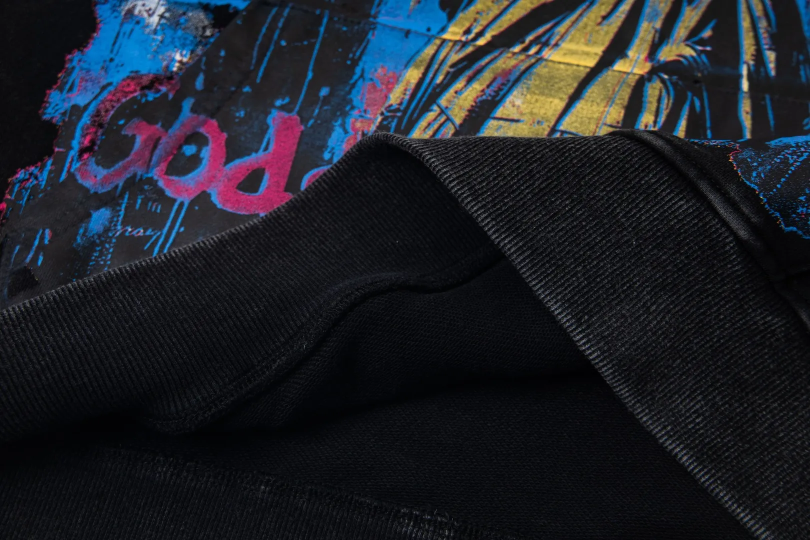 G49# GodSpeed ​​high-definition printed sweatshirt, size S-XL, washed black P216, apricot P206