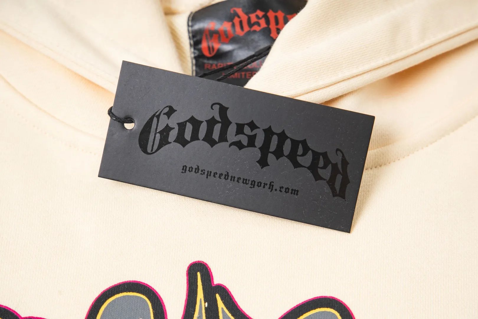 G49# GodSpeed ​​high-definition printed sweatshirt, size S-XL, washed black P216, apricot P206
