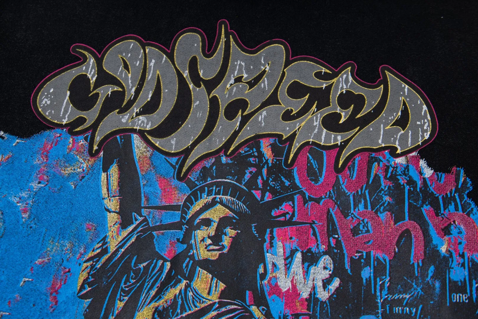 G49# GodSpeed ​​high-definition printed sweatshirt, size S-XL, washed black P216, apricot P206