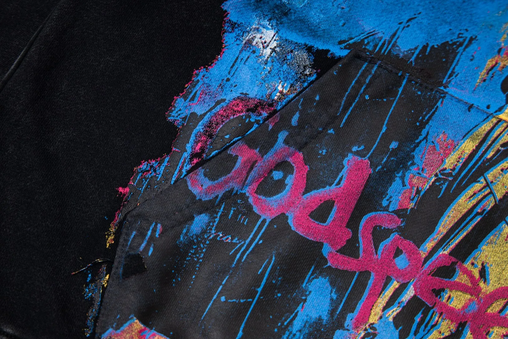 G49# GodSpeed ​​high-definition printed sweatshirt, size S-XL, washed black P216, apricot P206