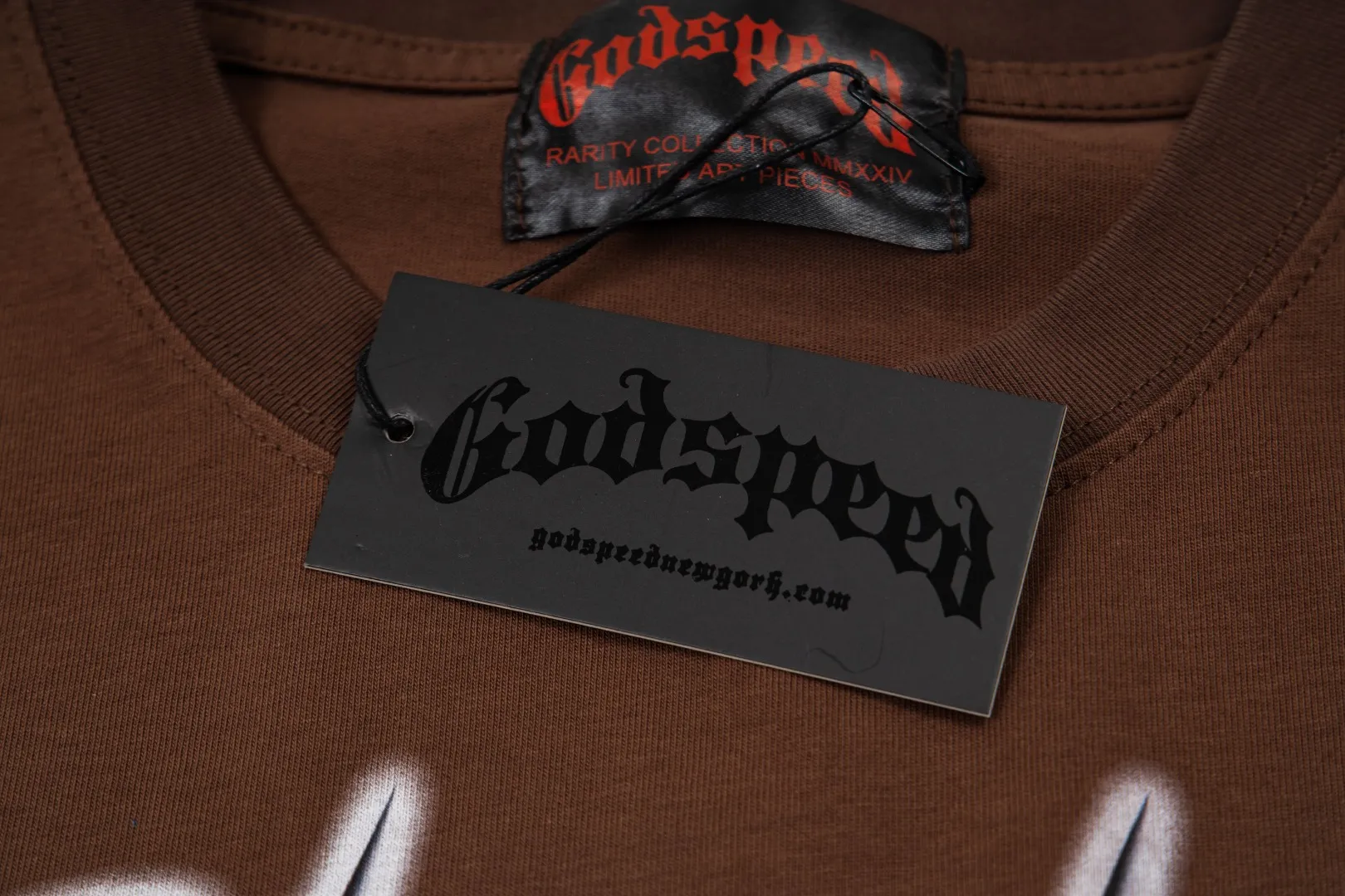 G66# GodSpeed ​​white ink direct spray washed short-sleeved S-XL size brown (washed) P126