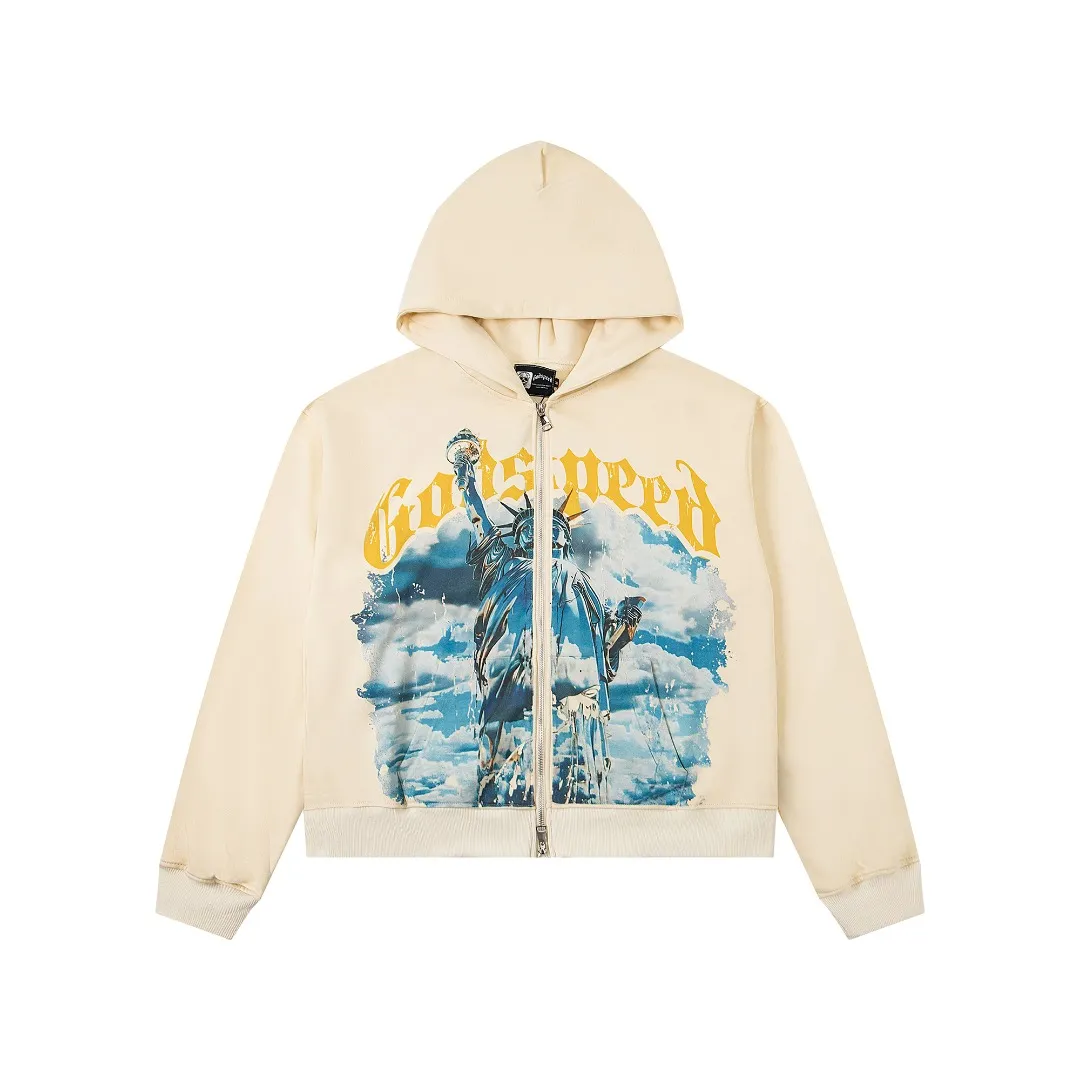 G05# GodSpeed ​​white ink direct spray sweatshirt Size S-XL Wash black, purple P236 Apricot P226