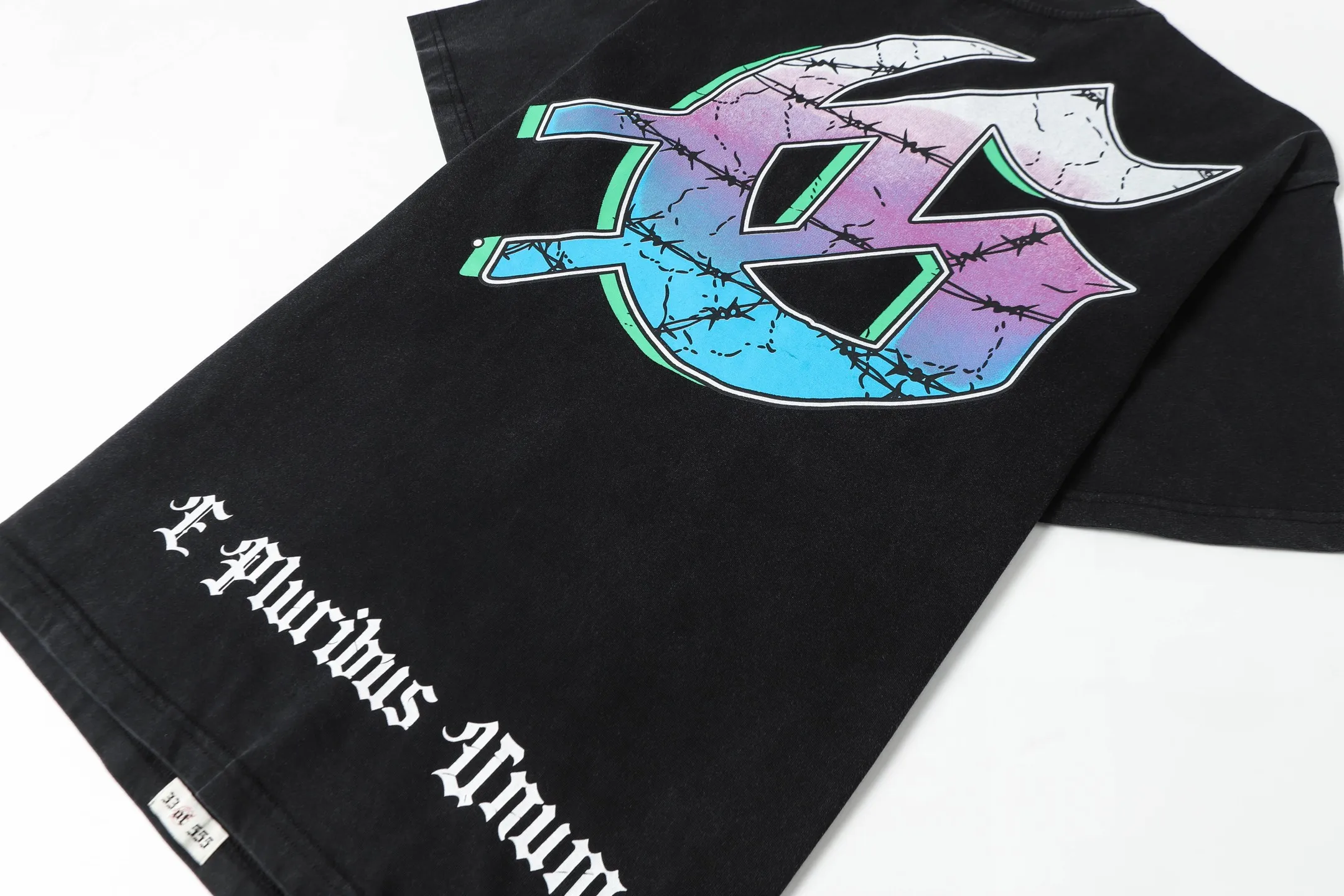 6061#washed black｜P116 Godspeed cross-border American rock and roll street washed retro style short-sleeved T (craft printing) fabric (fabric): 32 count combed double yarn 250g weight code number (size): S-M-L-XL color (colour): washed black