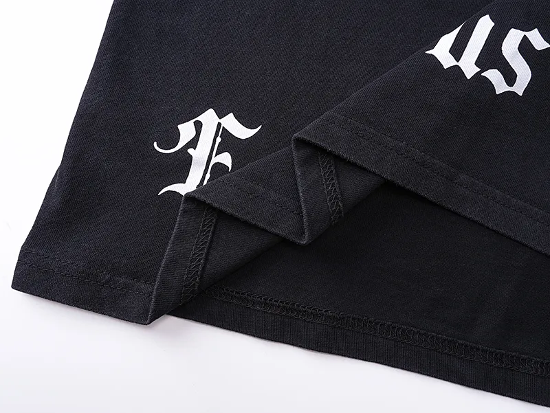 1051# P126 Washed Black Real Shot Godspeed American Fashion Rock Street Retro Washed Distressed Printed Pure Cotton Short Sleeves Fabric: 250g 32 Count Fine Cotton Double Yarn Pure Cotton Color: Washed Black Size: S M L XL