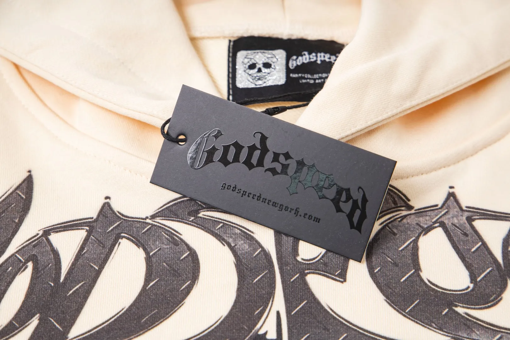 G43# GodSpeed ​​white ink direct spray sweatshirt Size S-XL Apricot P226
