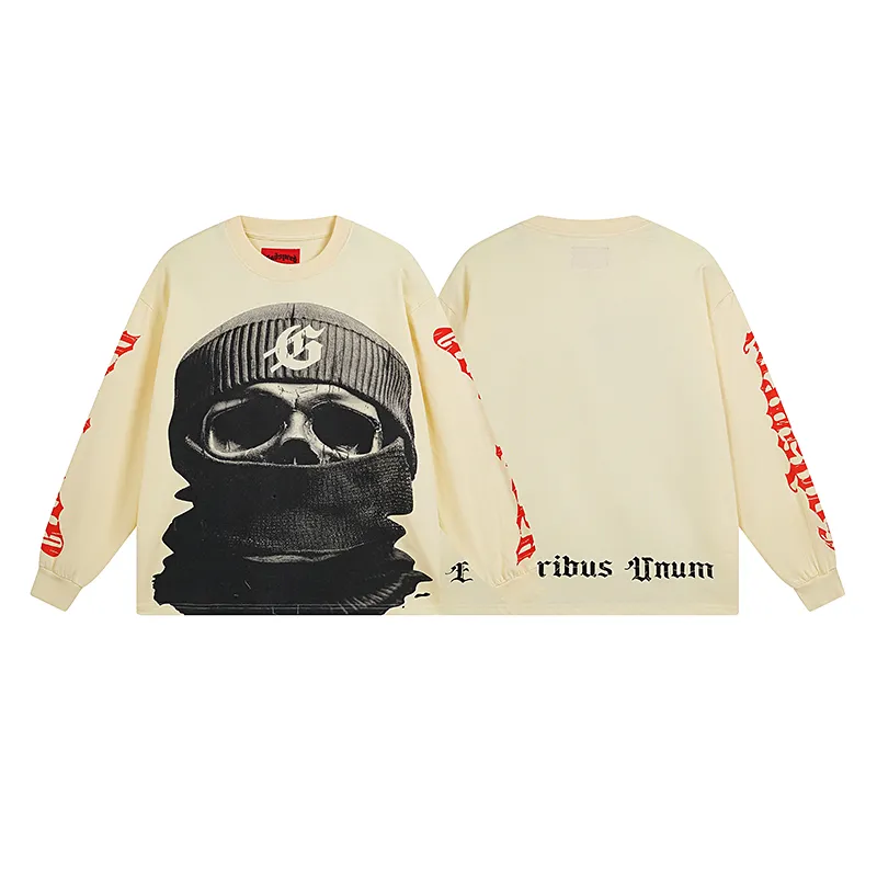 3097# P140 Real shot of Godspeed American fashion rock street pure cotton loose bottoming long-sleeved T-shirt long T. Fabric: 270g 32 count fine cotton double yarn pure cotton Color: Apricot Code number: S M L XL