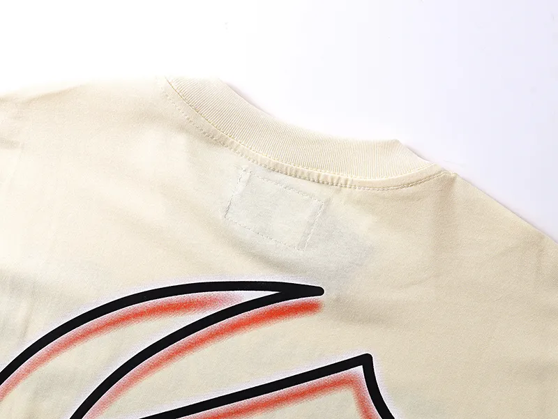 3172# P106 Real shot Godspeed American fashion rock street retro loose printed cotton short sleeves Fabric: 240g 32 count fine cotton double yarn pure cotton Color: apricot Size: S M L XL