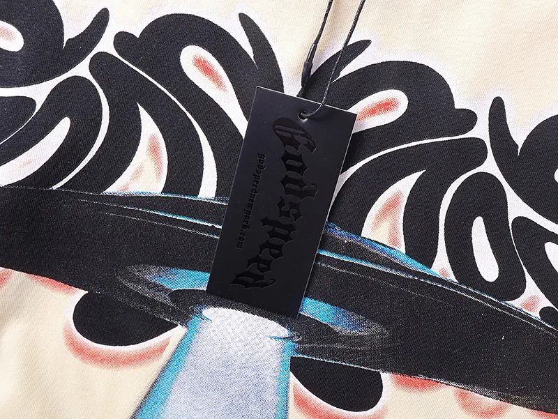 3172# P106 Real shot Godspeed American fashion rock street retro loose printed cotton short sleeves Fabric: 240g 32 count fine cotton double yarn pure cotton Color: apricot Size: S M L XL