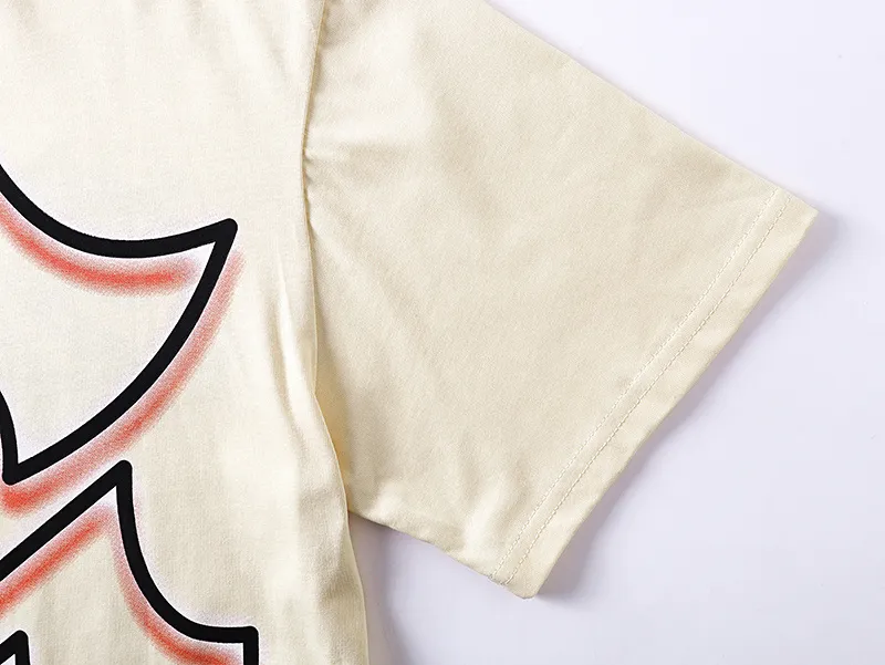 3172# P106 Real shot Godspeed American fashion rock street retro loose printed cotton short sleeves Fabric: 240g 32 count fine cotton double yarn pure cotton Color: apricot Size: S M L XL
