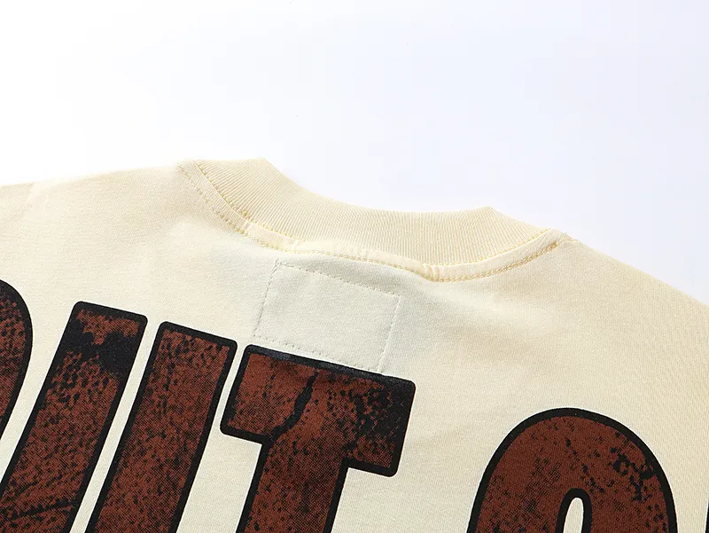 3130# P106 Real shot Godspeed American fashion rock street retro loose printed cotton short sleeves Fabric: 240g 32 count fine cotton double yarn pure cotton Color: apricot Size: S M L XL