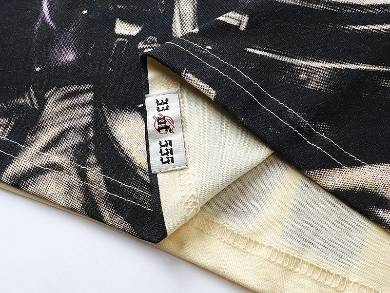 3130# P106 Real shot Godspeed American fashion rock street retro loose printed cotton short sleeves Fabric: 240g 32 count fine cotton double yarn pure cotton Color: apricot Size: S M L XL
