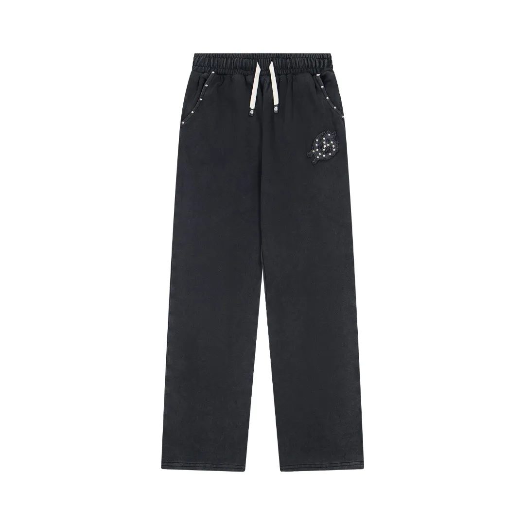 G60# GodSpeed ​​embroidered studded trousers, sizes S-XL, washed black P170, sapphire blue (washed) P170, gray P160