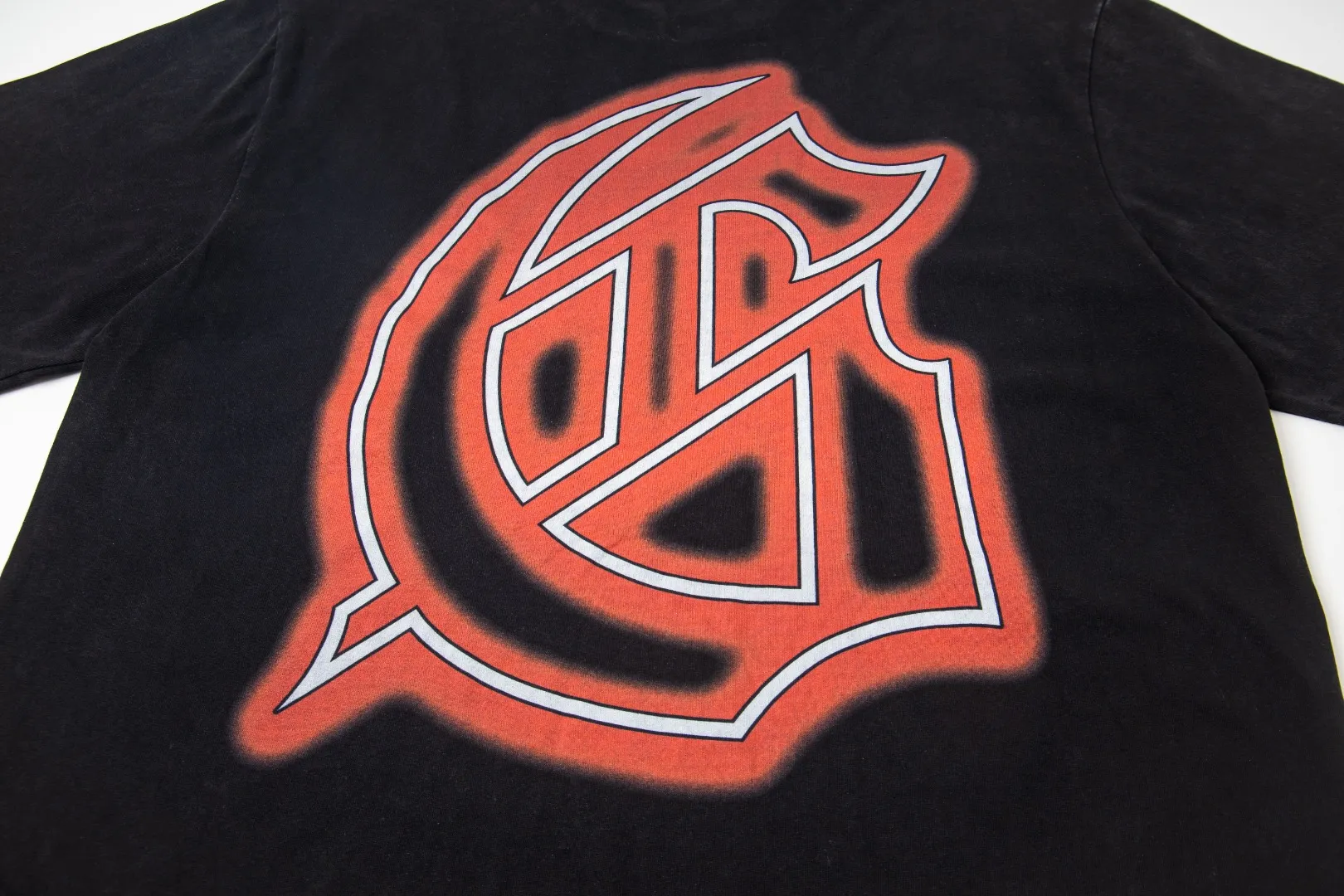 G28# GodSpeed ​​white ink direct spray washed short-sleeved S-XL size black (washed) P126