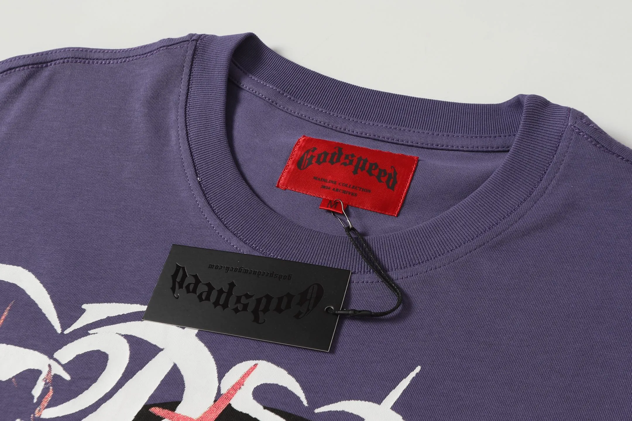 52💰5091#vine purple Godspeed cross-border American rock and roll street wash retro style short-sleeved T (craft printing) fabric (fabric) 32 combed double yarns 240 grams weight code number (size): S-M-L-XL color (colour): vine purple