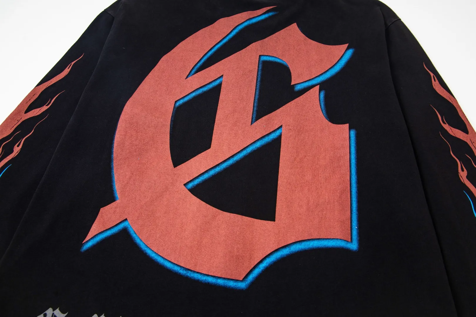 G48# GodSpeed ​​white ink direct spray washed long sleeve S-XL size black (washed) P156 apricot P146