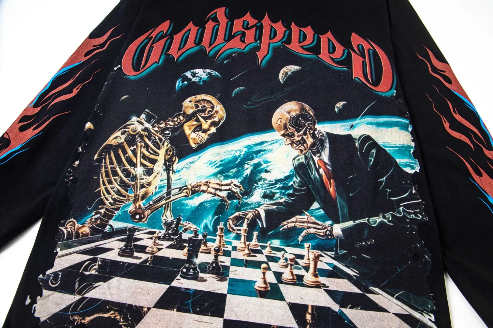 G48# GodSpeed ​​white ink direct spray washed long sleeve S-XL size black (washed) P156 apricot P146