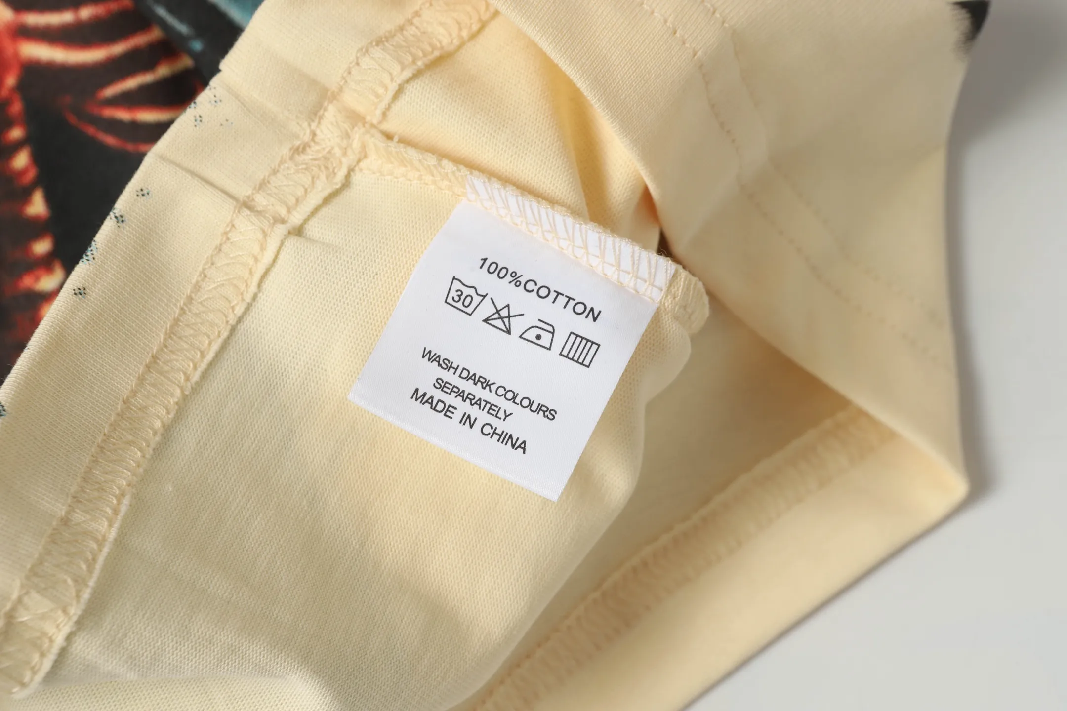5025# white/apricot | P104 Godspeed cross-border American rock and roll street washed retro style short-sleeved T (craft printing) fabric (fabric): 32 counts combed double yarn 240 grams weight code (size): S-M-L-XL color (colour): white, apricot,