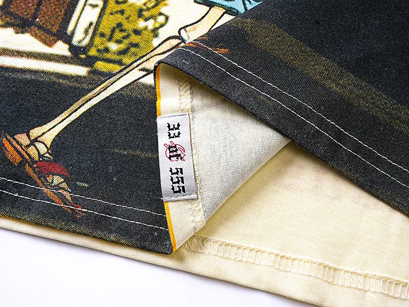 3167# P106 Real shot Godspeed American fashion rock street retro loose printed cotton short sleeves Fabric: 240g 32 count fine cotton double yarn pure cotton Color: apricot Size: S M L XL