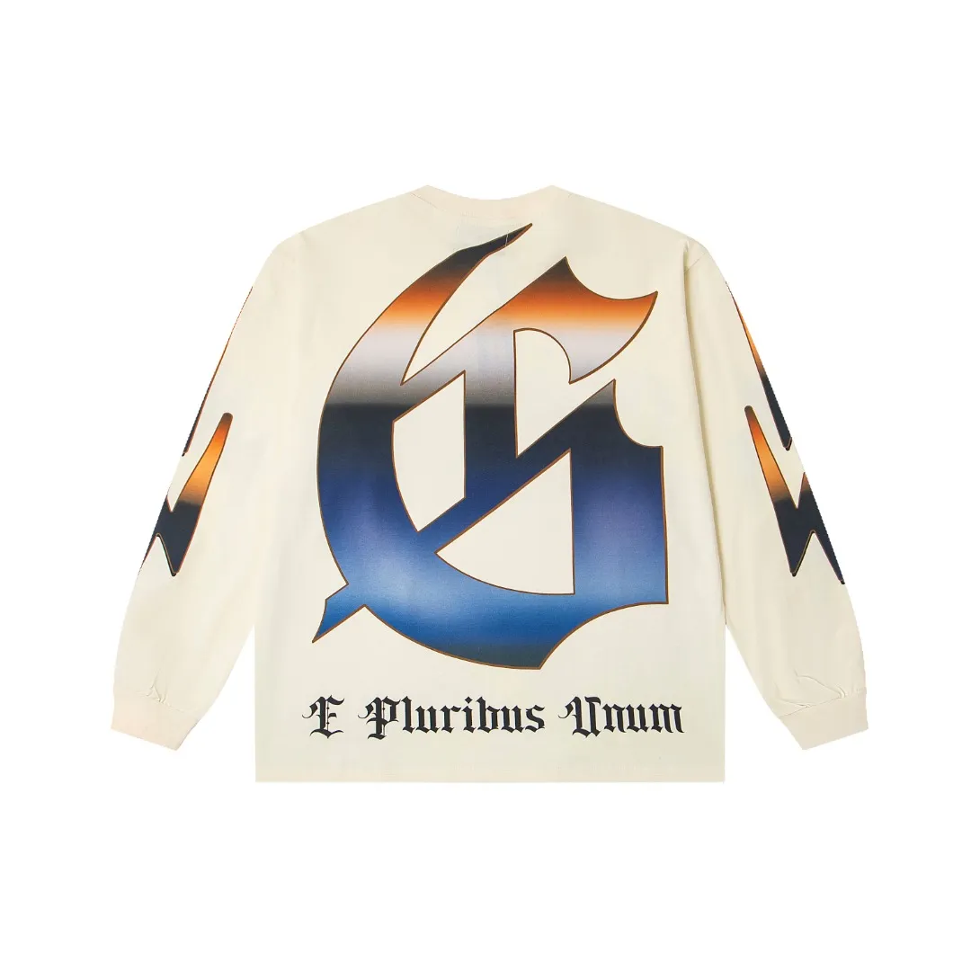 G55# GodSpeed ​​white ink direct spray wash long sleeve S-XL size apricot P146