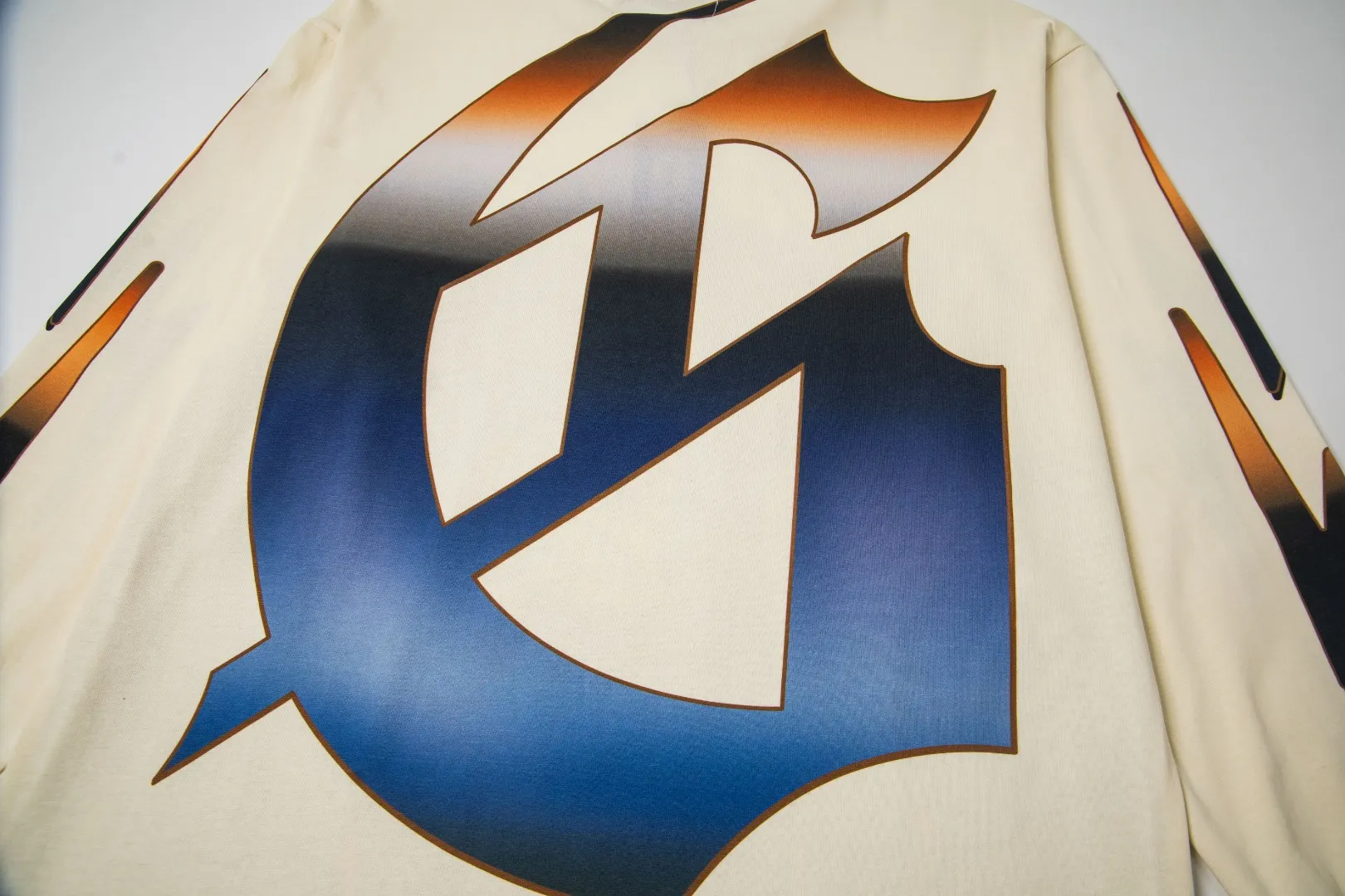 G55# GodSpeed ​​white ink direct spray wash long sleeve S-XL size apricot P146