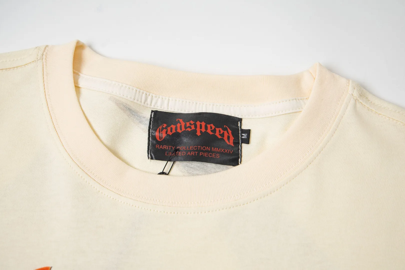 G55# GodSpeed ​​white ink direct spray wash long sleeve S-XL size apricot P146