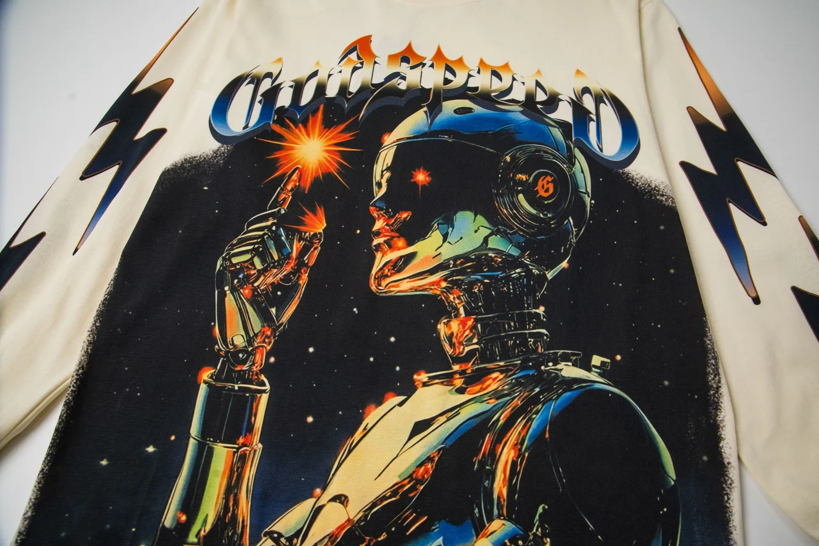 G55# GodSpeed ​​white ink direct spray wash long sleeve S-XL size apricot P146