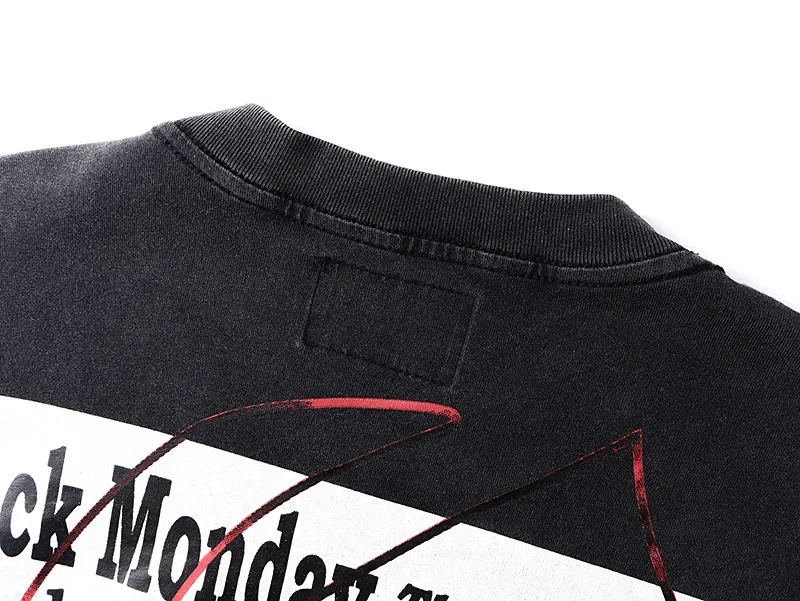 1175# P160 Washed Black Real Shot Godspeed Beauty Street Retro Washed and Distressed Pure Cotton Long T Fabric: 270g 32 Count Fine Cotton Double Yarn Pure Cotton Color: Washed Black Size: S M L XL