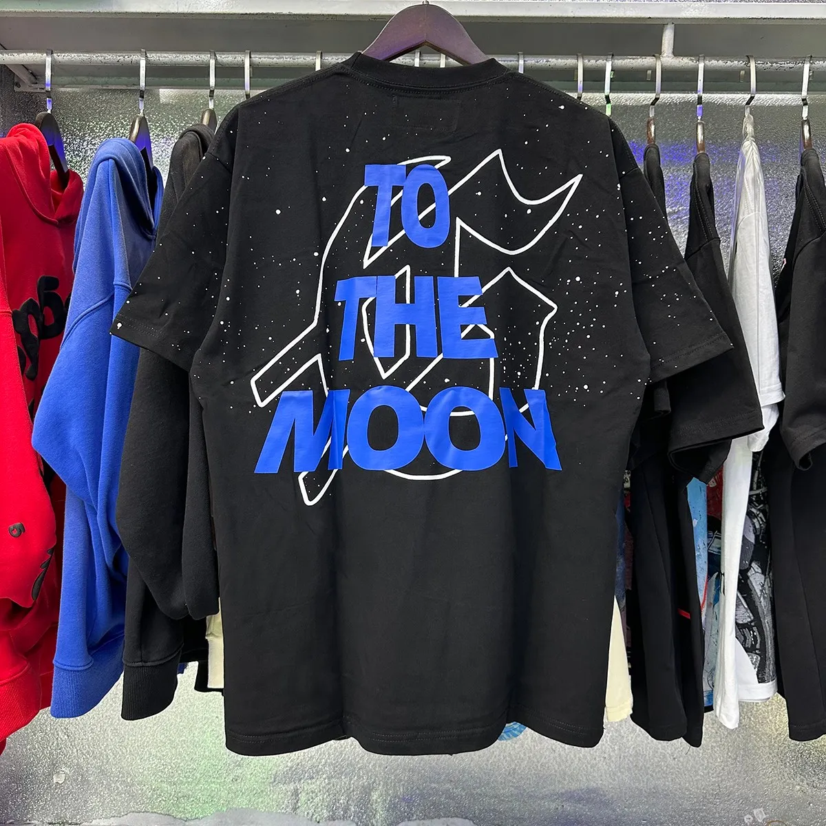 No. 7062, Mechao Godspeed space astronaut earth print high quality double yarn pure cotton short-sleeved T-shirt batch 110 Color: black; Size: S M L XL