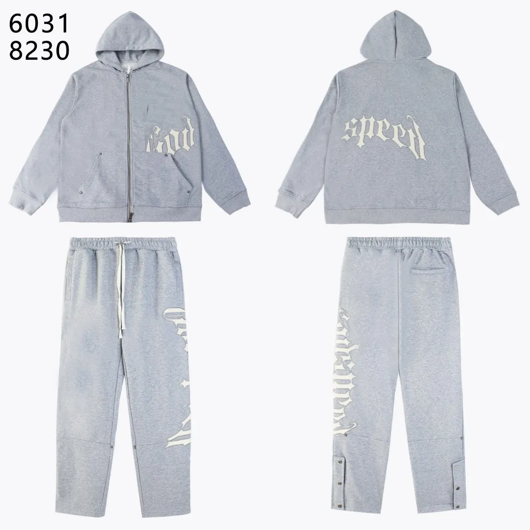 Jacket 108, trousers 108, real-shot high-level version of GODSPEED beauty trend. Simple letters, the European and American high street men's and women's cardigans hooded sweatshirts in 2025. Jackets and hoodies. Color: black, black, red, apricot, black apricot, colorful orchid, gray. Size: S M L Simple letters, European and American high street men's and women's zipper pants in 2025 Color: black black black red red apricot Size: S M L XL