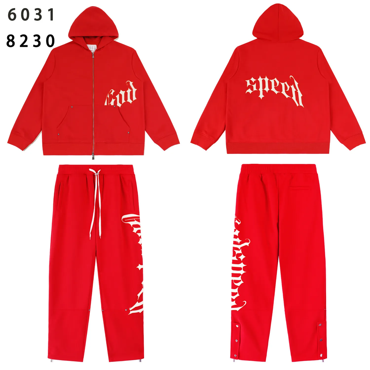 Jacket 108, trousers 108, real-shot high-level version of GODSPEED beauty trend. Simple letters, the European and American high street men's and women's cardigans hooded sweatshirts in 2025. Jackets and hoodies. Color: black, black, red, apricot, black apricot, colorful orchid, gray. Size: S M L Simple letters, European and American high street men's and women's zipper pants in 2025 Color: black black black red red apricot Size: S M L XL