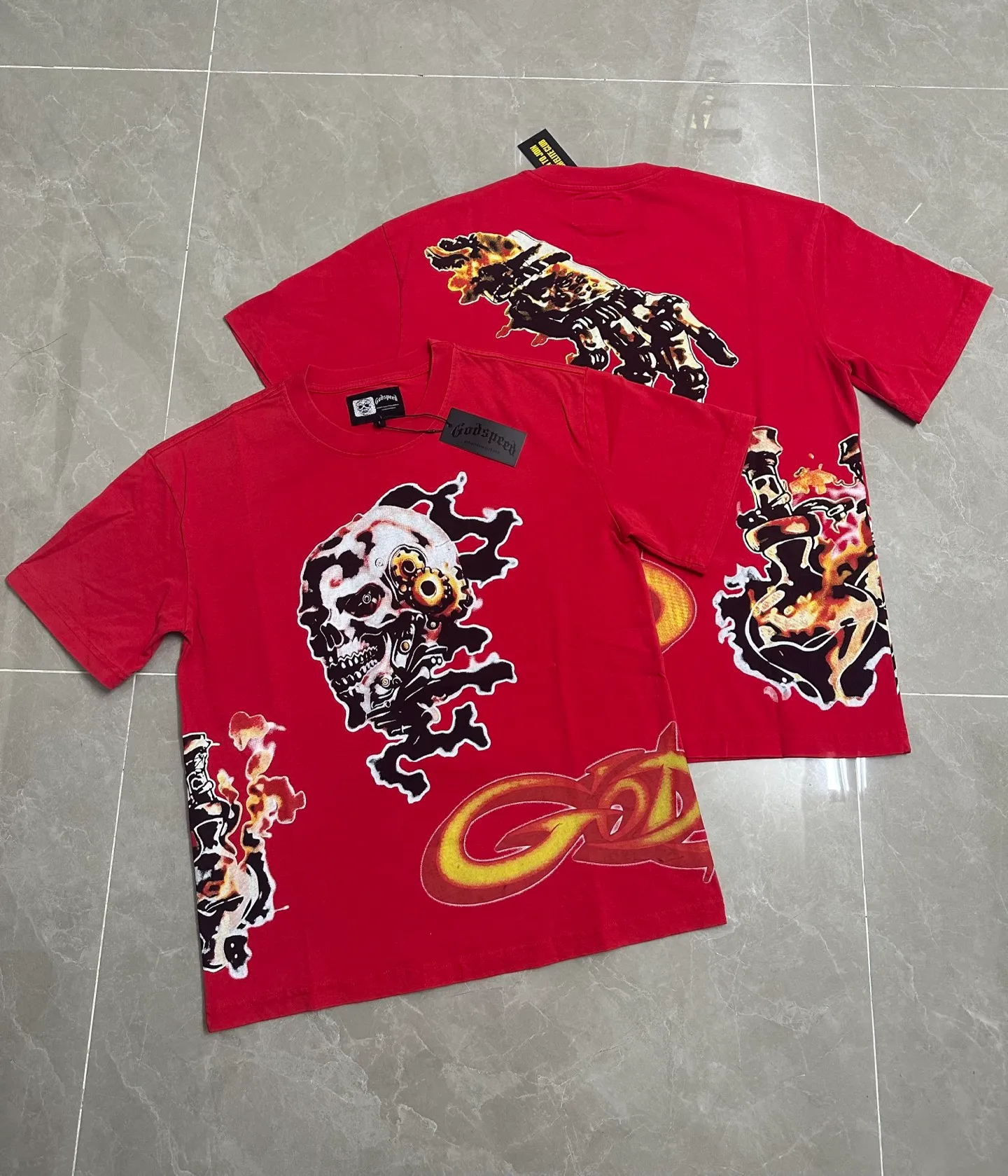 6315#washed red｜P116 Godspeed cross-border American rock and roll street washed retro style short-sleeved T (craft printing) fabric (fabric): 32 count combed double yarn 250g weight code number (size): S-M-L-XL color (colour): washed red