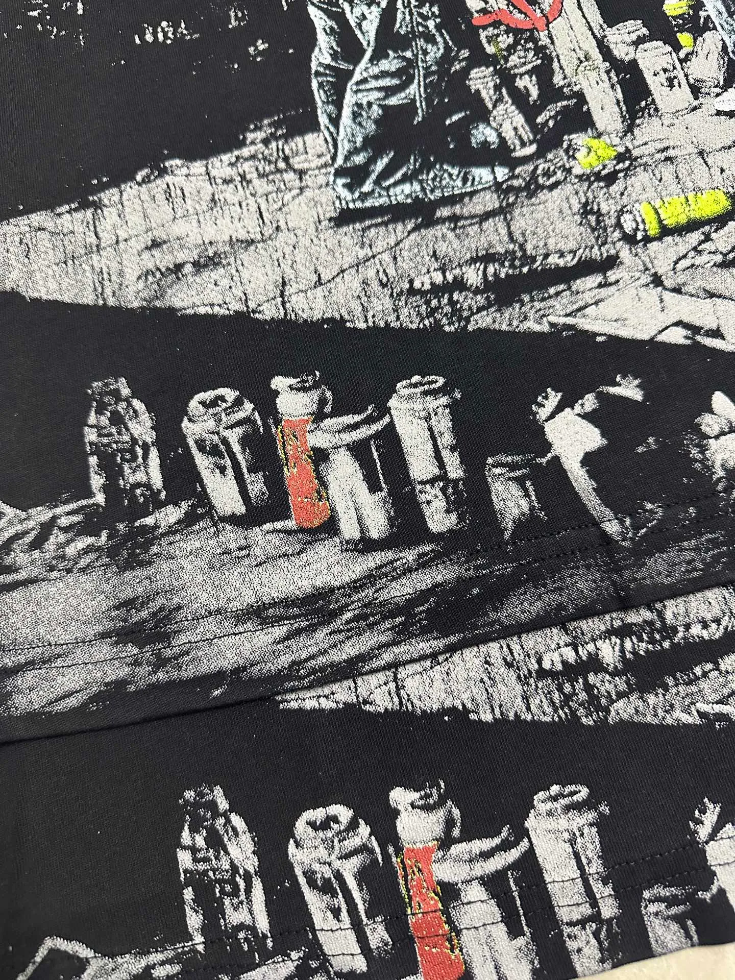 6318#washed black I P116 #Godspeed cross-border American rock and roll street washed retro style short-sleeved T (craft printing) fabric (fabric): 32 count combed double yarn 250g weight code number (size): S-M-L-XL color (colour): washed black