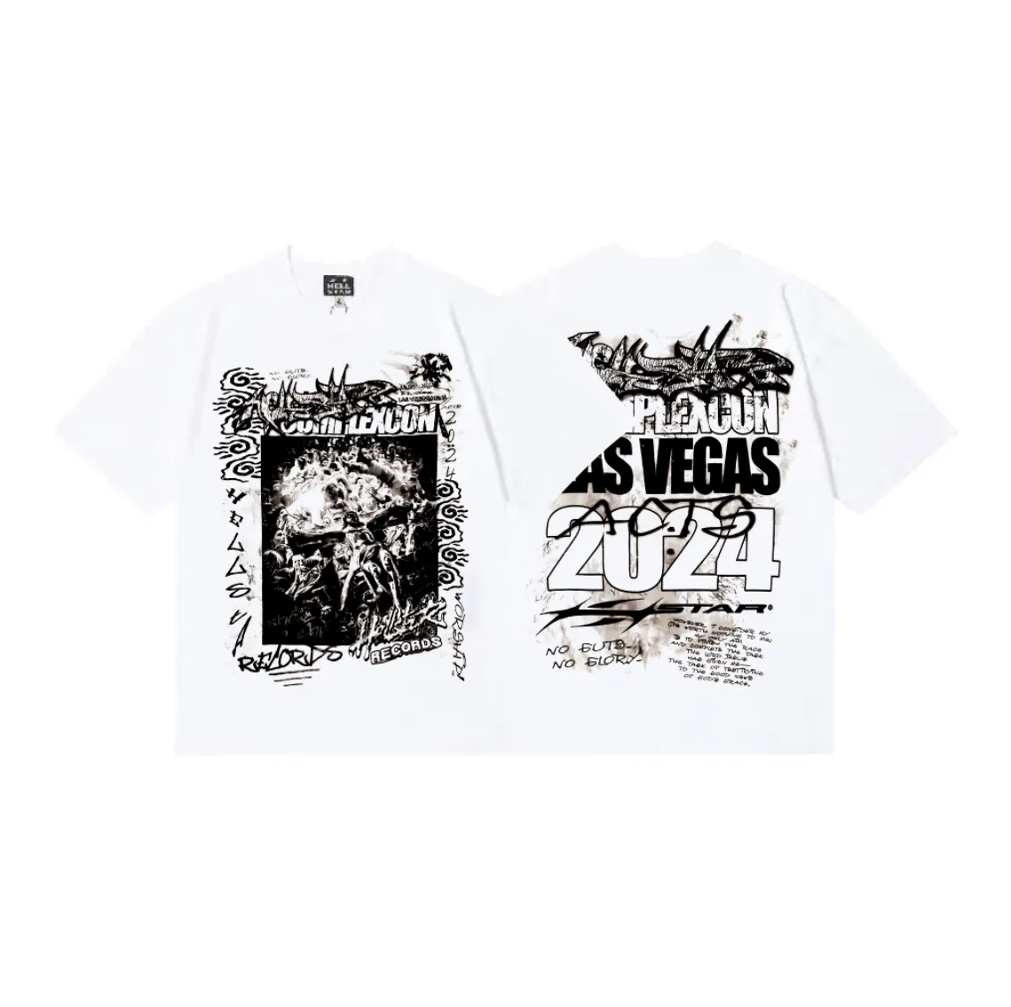 6821# P116 Hellstar American fashion high street pure cotton loose short-sleeved T-shirt Color: White Size: S M L XL