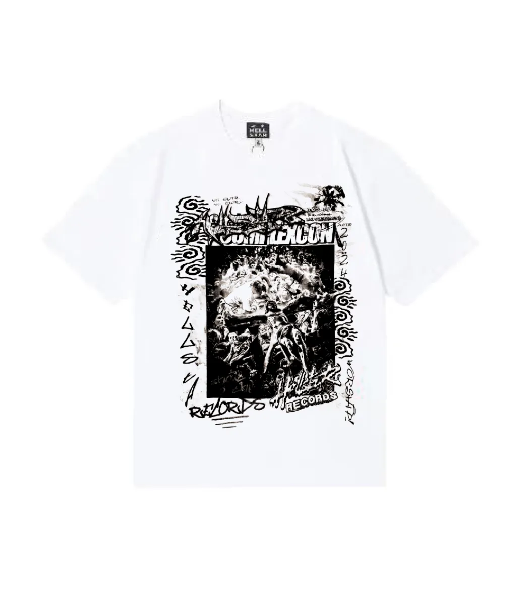 6821# P116 Hellstar American fashion high street pure cotton loose short-sleeved T-shirt Color: White Size: S M L XL