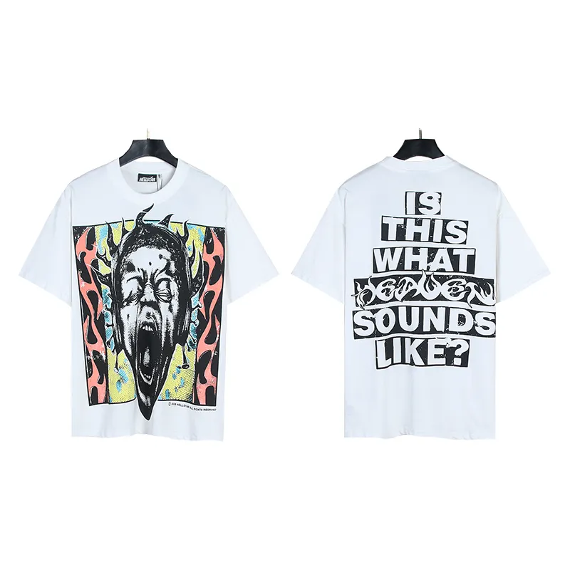 P110 5609# Real shot Hellstar Meichao high street pure cotton loose short-sleeved T-shirt Fabric: 240g 32 count fine cotton double yarn pure cotton Color: White Size: S M L XL