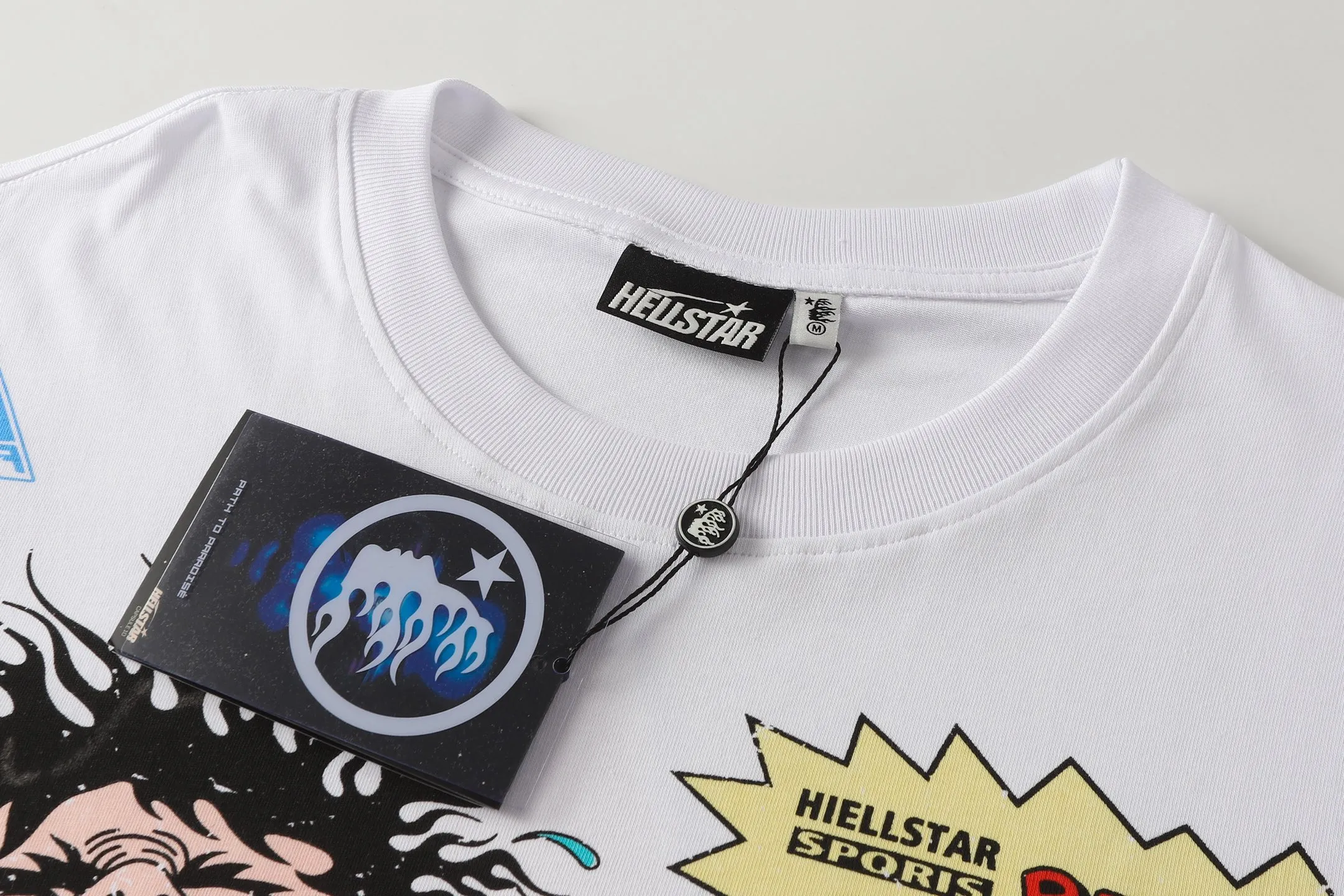 P108 Real-stock Hellstar Cross-border European and American style, street fashion brand pure cotton T-shirt Fabric (fabric): 32 pieces of 240g heavy combed double yarn pure cotton Size (size): S-M- L- X L Color (colour): white 👉