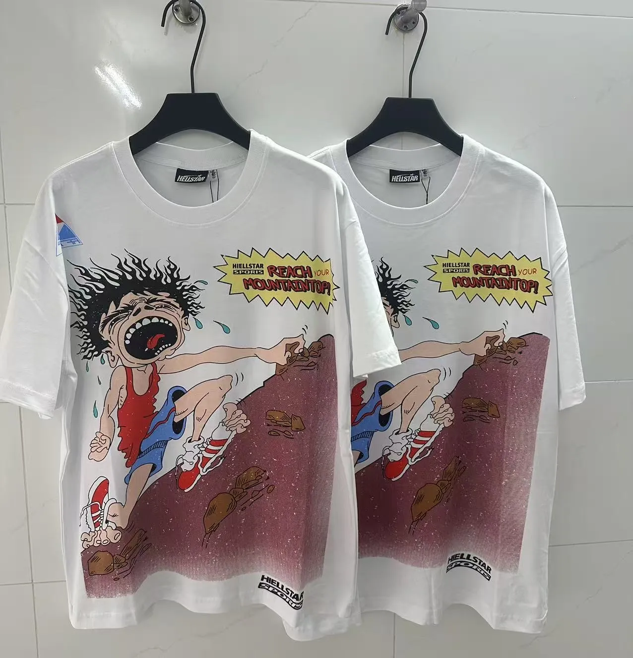 P108 Real-stock Hellstar Cross-border European and American style, street fashion brand pure cotton T-shirt Fabric (fabric): 32 pieces of 240g heavy combed double yarn pure cotton Size (size): S-M- L- X L Color (colour): white 👉