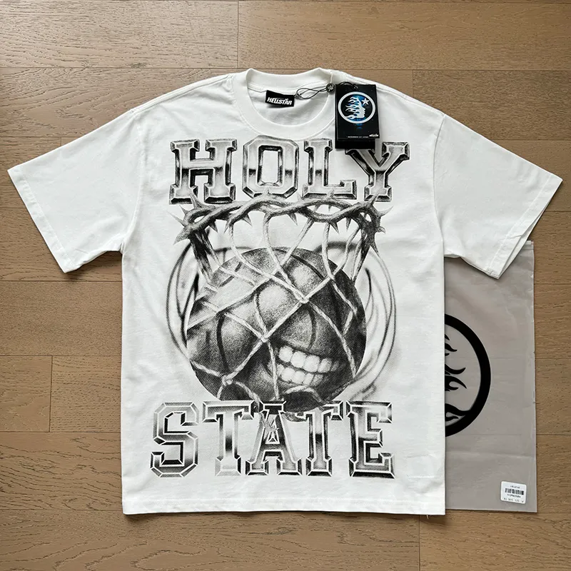 P110 5618# Real shot Hellstar Meichao high street pure cotton loose short-sleeved T-shirt Fabric: 240g 32 count fine cotton double yarn pure cotton Color: White Size: S M L XL