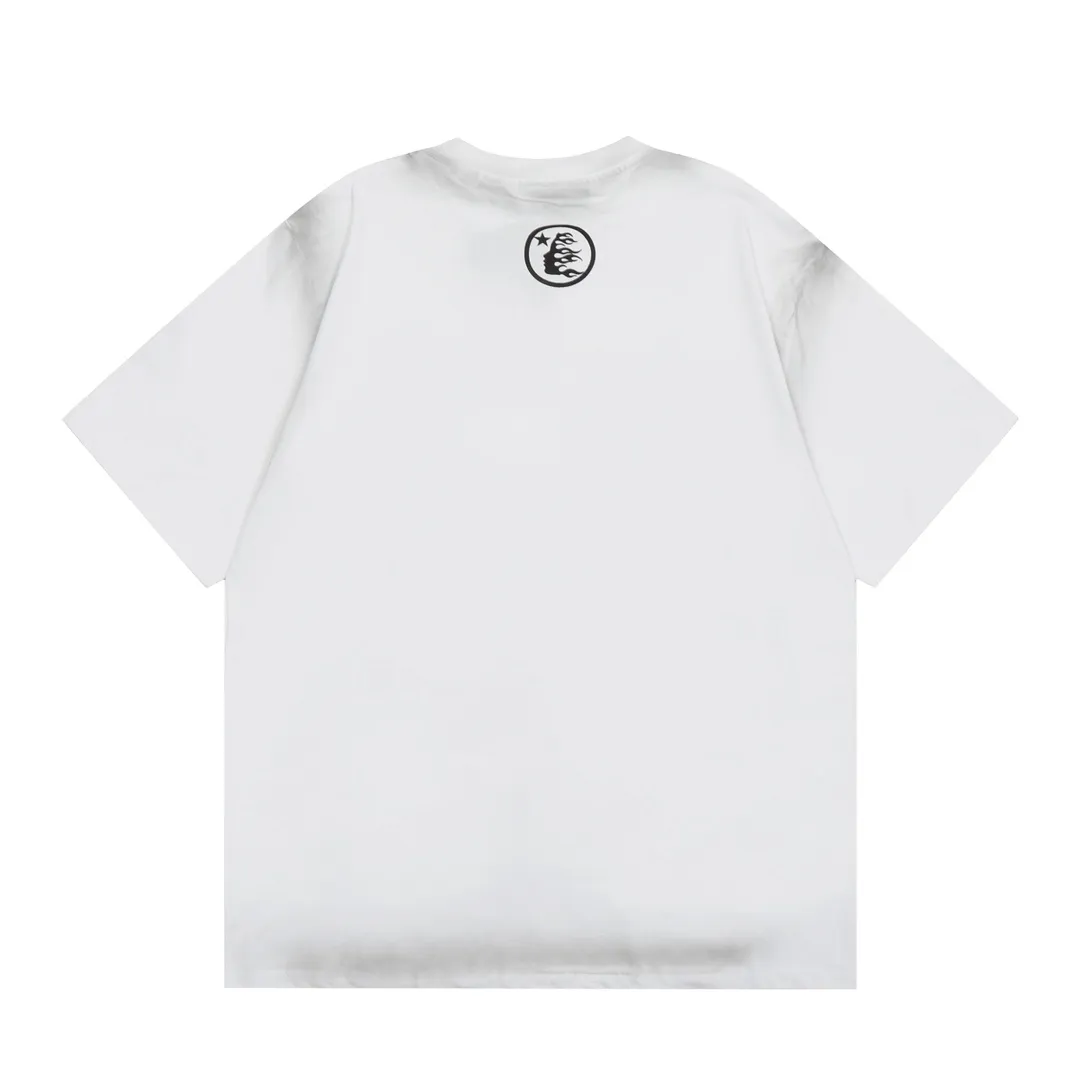 P126 HELLSTAR BOX LOGO T-SHIRT Spray Ma Liu T-shirt short sleeves, the new hot beauty trend Hellstar!  Standard beauty and trendy workmanship, original customization (fabric, pattern, printing, hang tag, main mark, etc.), exaggerated style, explosive style, dare to break through tradition, bring adventurous new fashion experience!  YoungBoy, the most popular rapper in the youth circle, has shot a lot of models for him, and celebrities such as Dababy and Swae Lee frequently get dressed!  color: white Size: S, M, L, XL