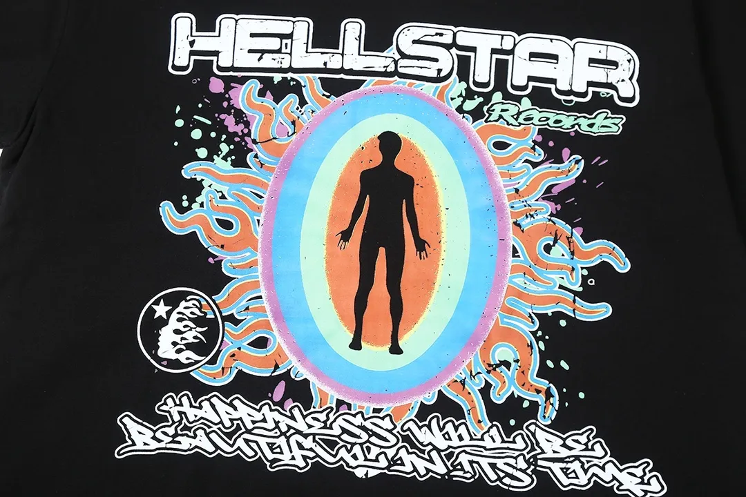 8823# P160 Hellstar high quality Hellstar American trendy printed cotton terry crew neck sweatshirt Color: White Black Size: S M L XL
