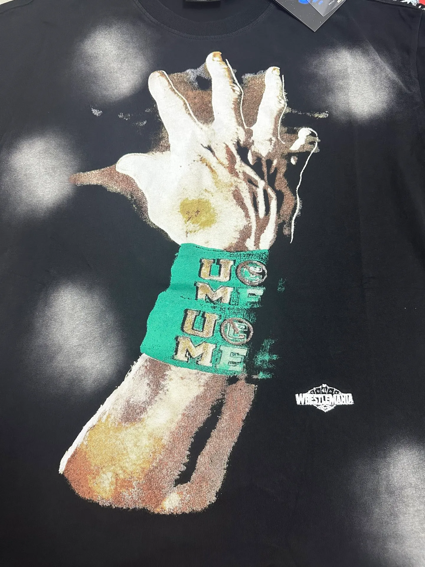 P126 Hellstar Cross-border European and American style street fashion brand pure cotton T-shirt Fabric (fabric): 32 counts of 250g washed combed double yarn pure cotton Size (size): S-M- L- X L Color (colour): Washed black (spray Ma Liu)
