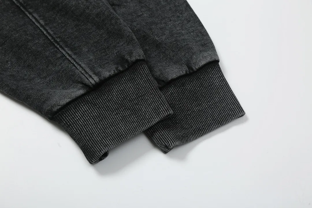 2205# P176 Washed European and American trendy brand Hellstar Washed and distressed American men and women couples casual loose round neck pocketless pullover sweatshirt Color: Black Size: S M L XL