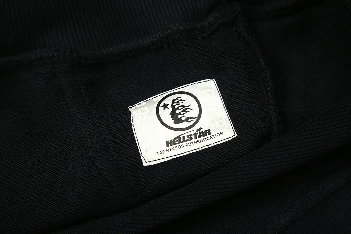 9917# P196 Ins American hip-hop trendy brand hellstar letter printed high street loose hooded pullover sweatshirt for men and women Color: Black White Size: S M L XL