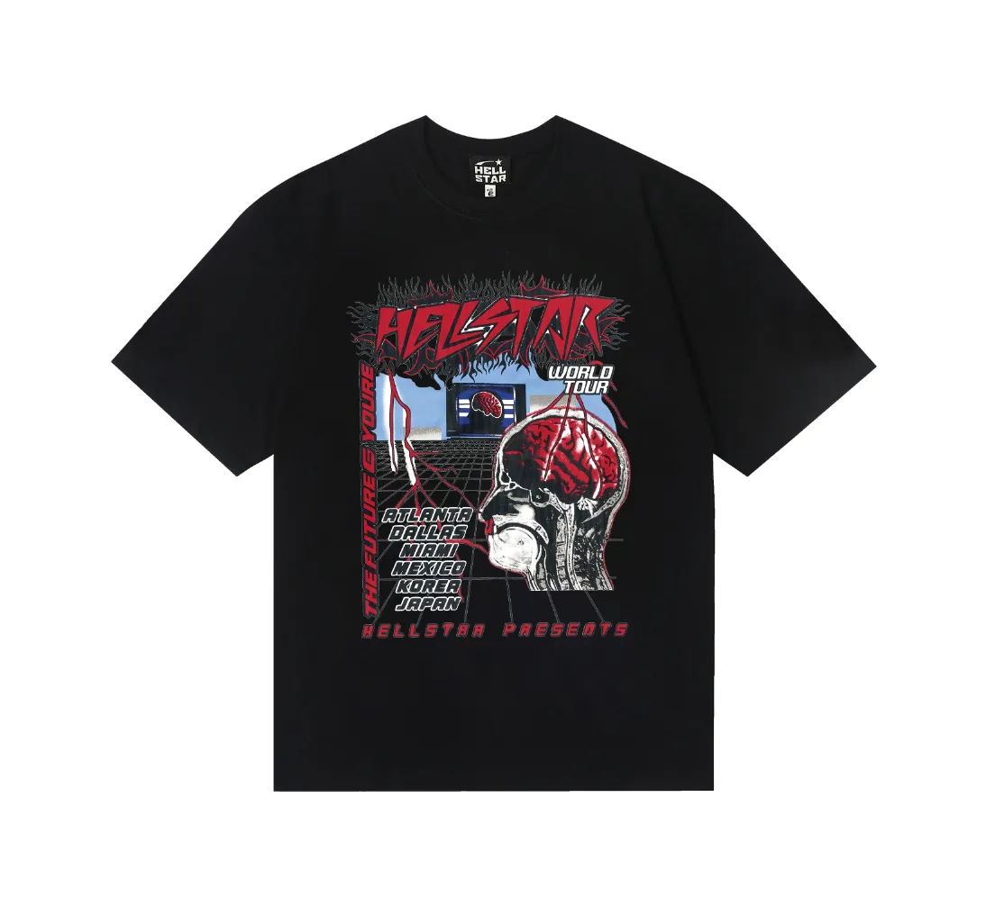 6747# P116 Hellstar American fashion high street pure cotton loose short-sleeved T-shirt Color: White Black Size: S M L XL