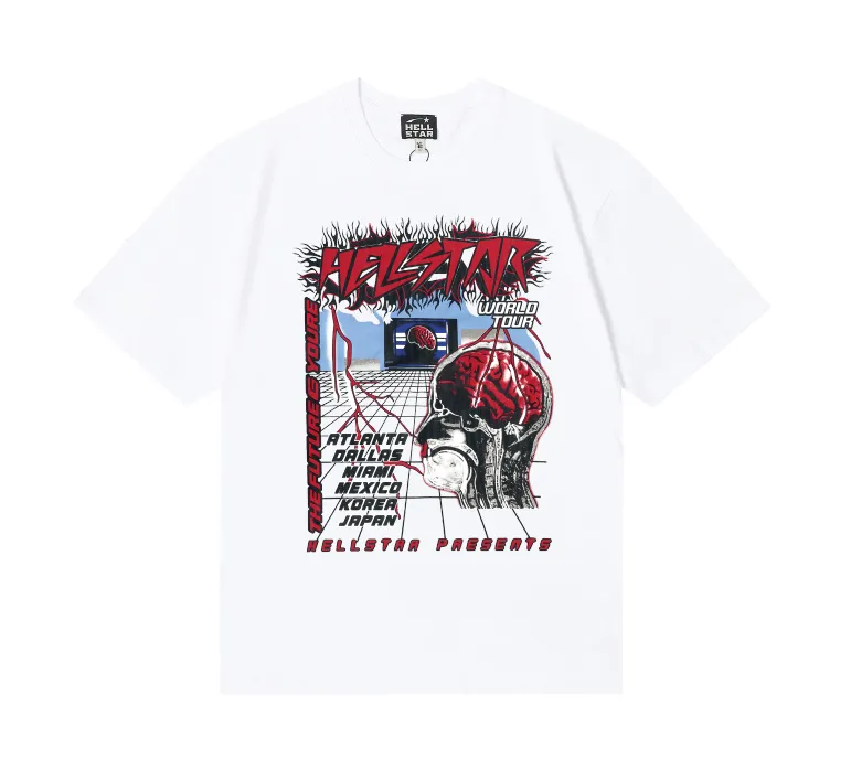 6747# P116 Hellstar American fashion high street pure cotton loose short-sleeved T-shirt Color: White Black Size: S M L XL