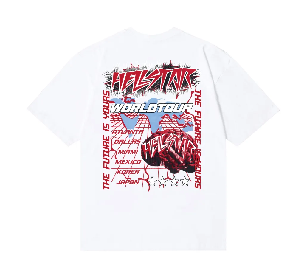 6747# P116 Hellstar American fashion high street pure cotton loose short-sleeved T-shirt Color: White Black Size: S M L XL