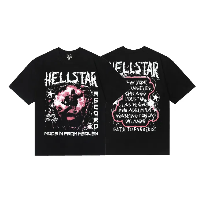 6756# P116 Hellstar American fashion high street pure cotton loose short-sleeved T-shirt Color: Black Size: S M L XL