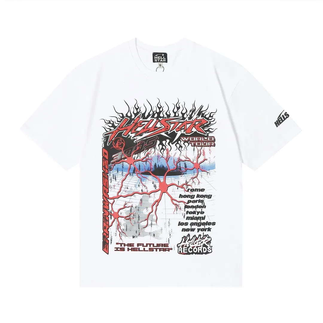 6644# P116 Hellstar American fashion high street pure cotton loose short-sleeved T-shirt Color: White Black Apricot Code Number: S M L XL