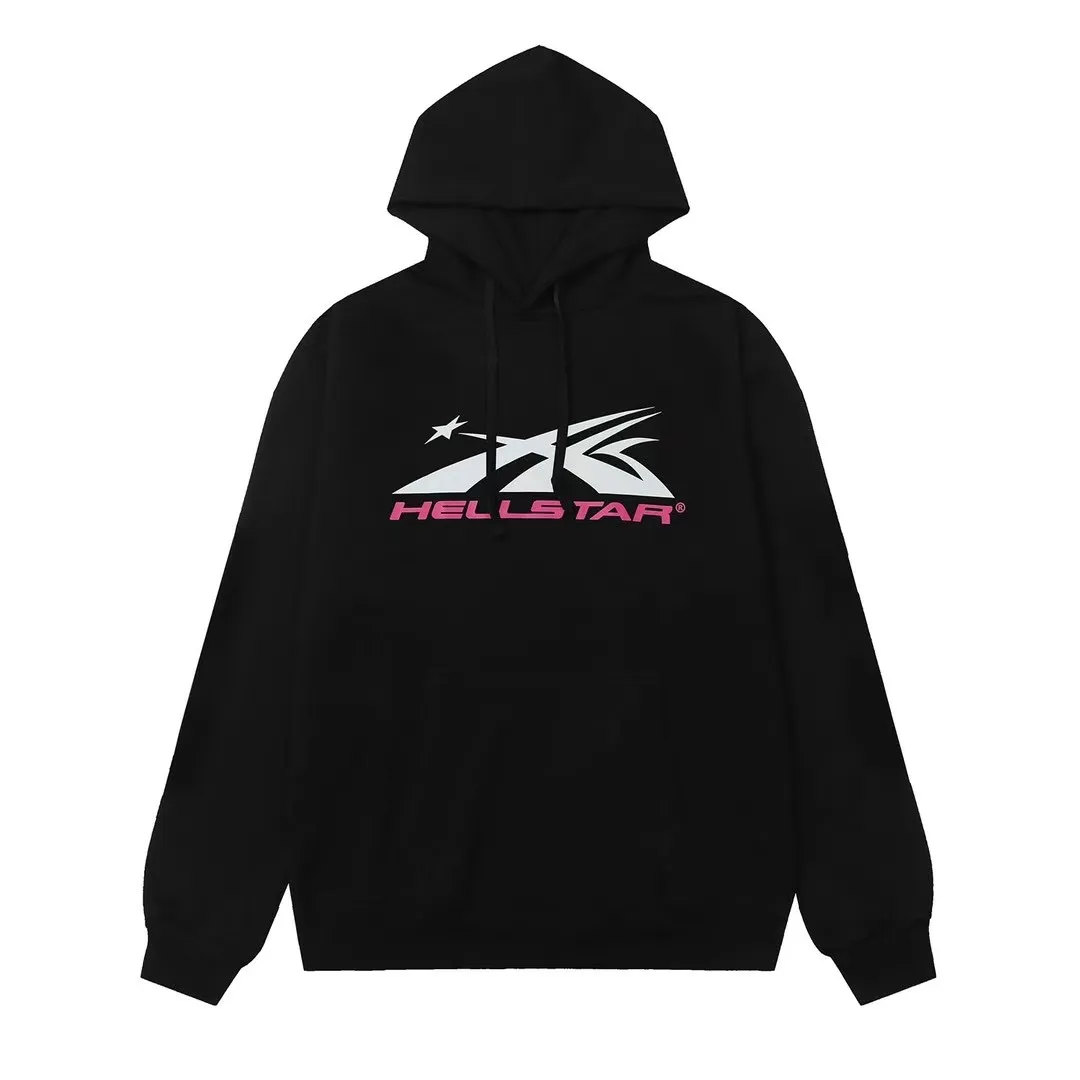 9904# P196 Ins American hip-hop trendy brand hellstar letter printed high street loose hooded pullover sweatshirt for men and women Color: Black White Size: S M L XL